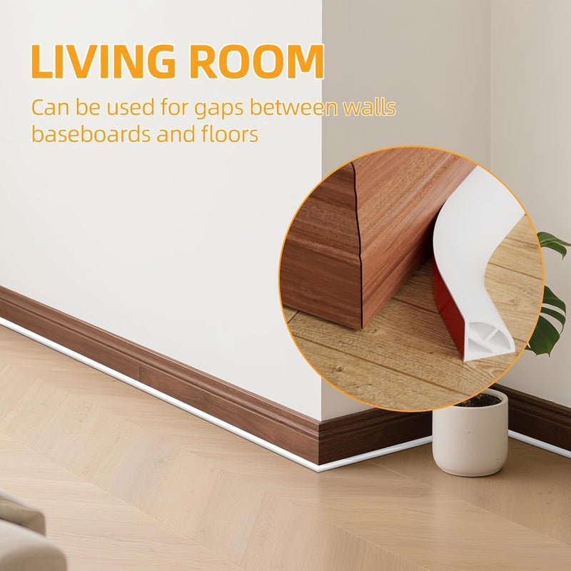 MUSRCYIO Flexible Quarter Round Molding,393 Inch Peel and Stick Silicone Quarter Round Shoe Molding,Caulk Strip for Wall Edge Floor Corner,Bendable Self-Adhesive Baseboard Trim for Countertop Cabinet and Stair - Image 4